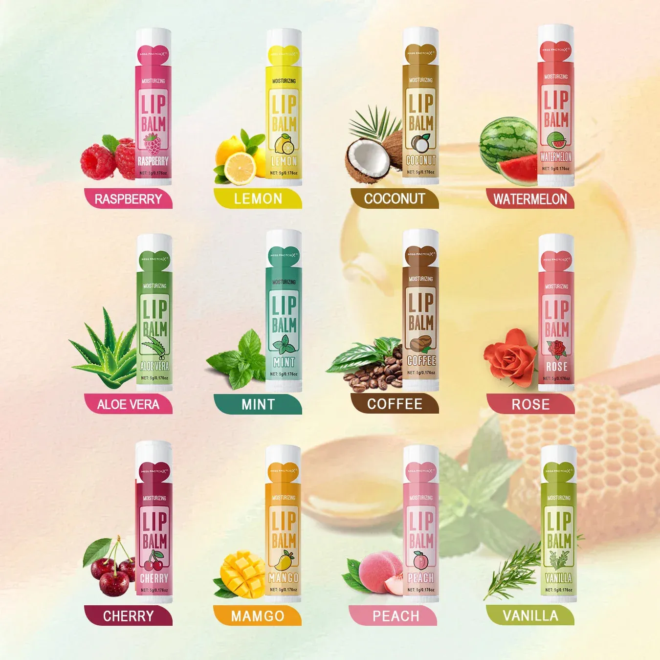 60 Piece Lip Balm Set For Holiday Parties Deep Moisturizing & Brightening