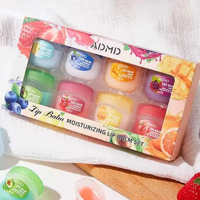 8 Piece Fruits Lip Balm Set Moisturizing Anti Cracking Care