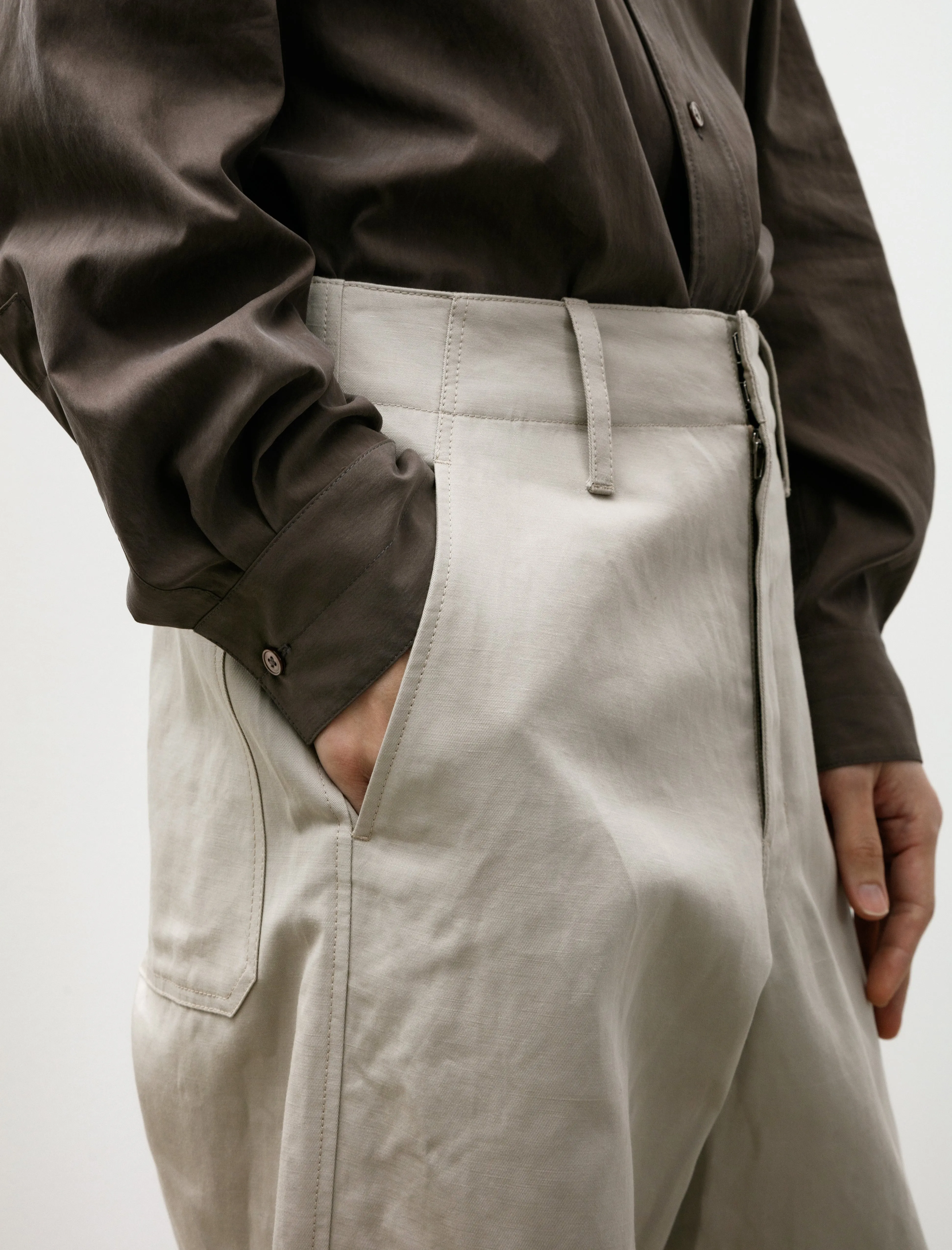 Big Chino Pants Cotton Linen Gabardine Mastic