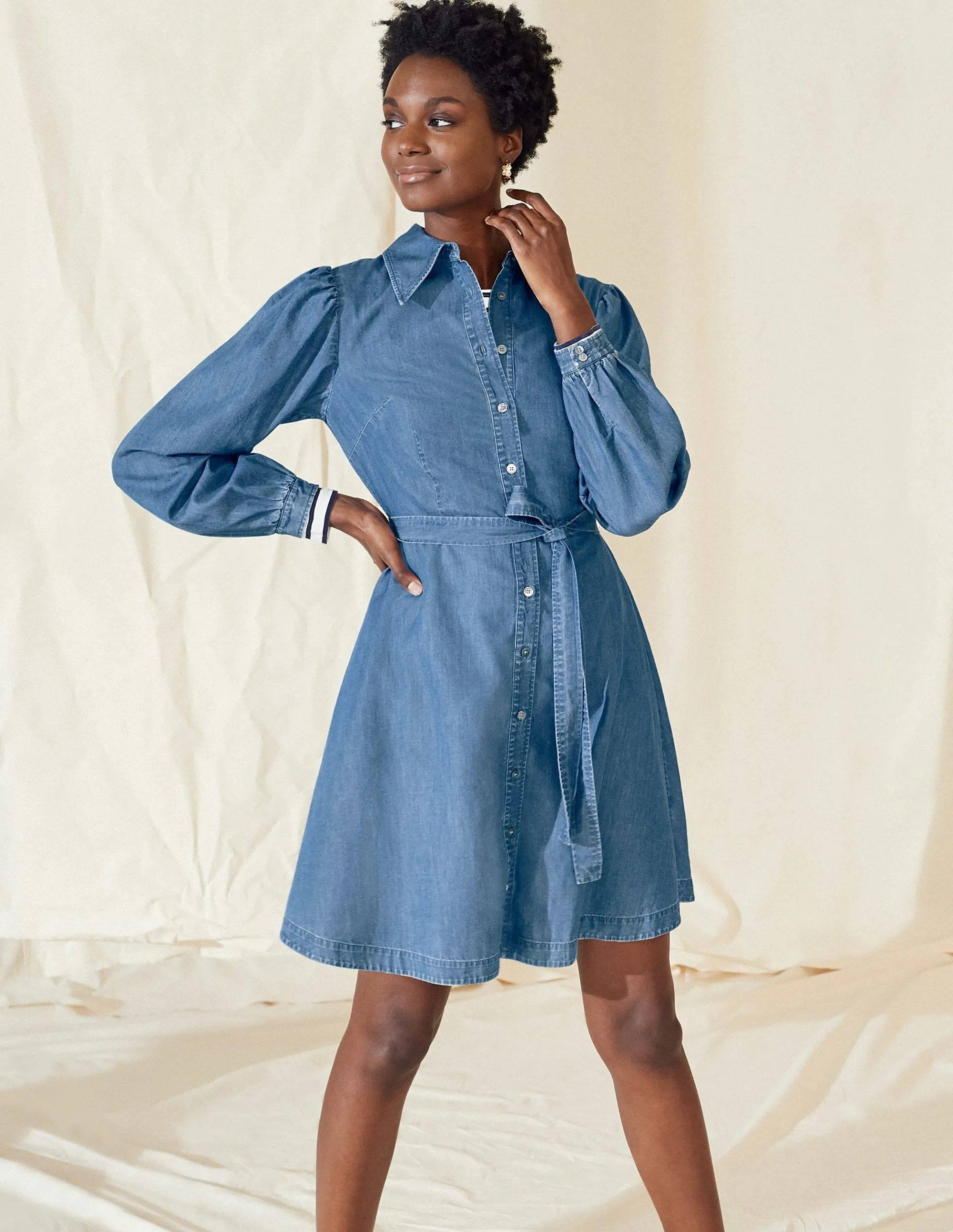 Charlotte Shirt Dress-Mid Vintage Denim