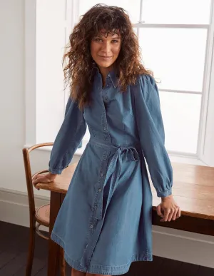 Charlotte Shirt Dress-Mid Vintage Denim