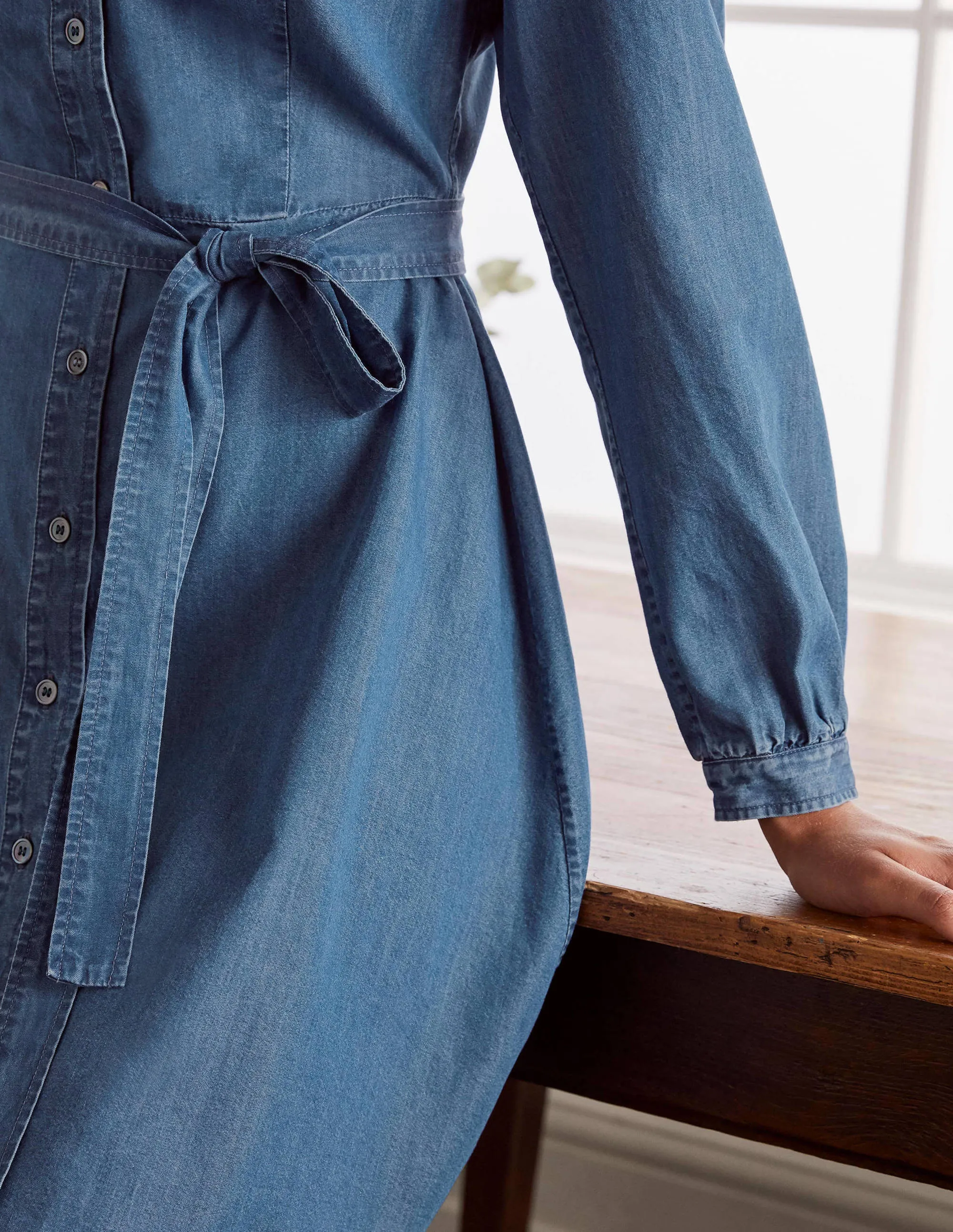 Charlotte Shirt Dress-Mid Vintage Denim