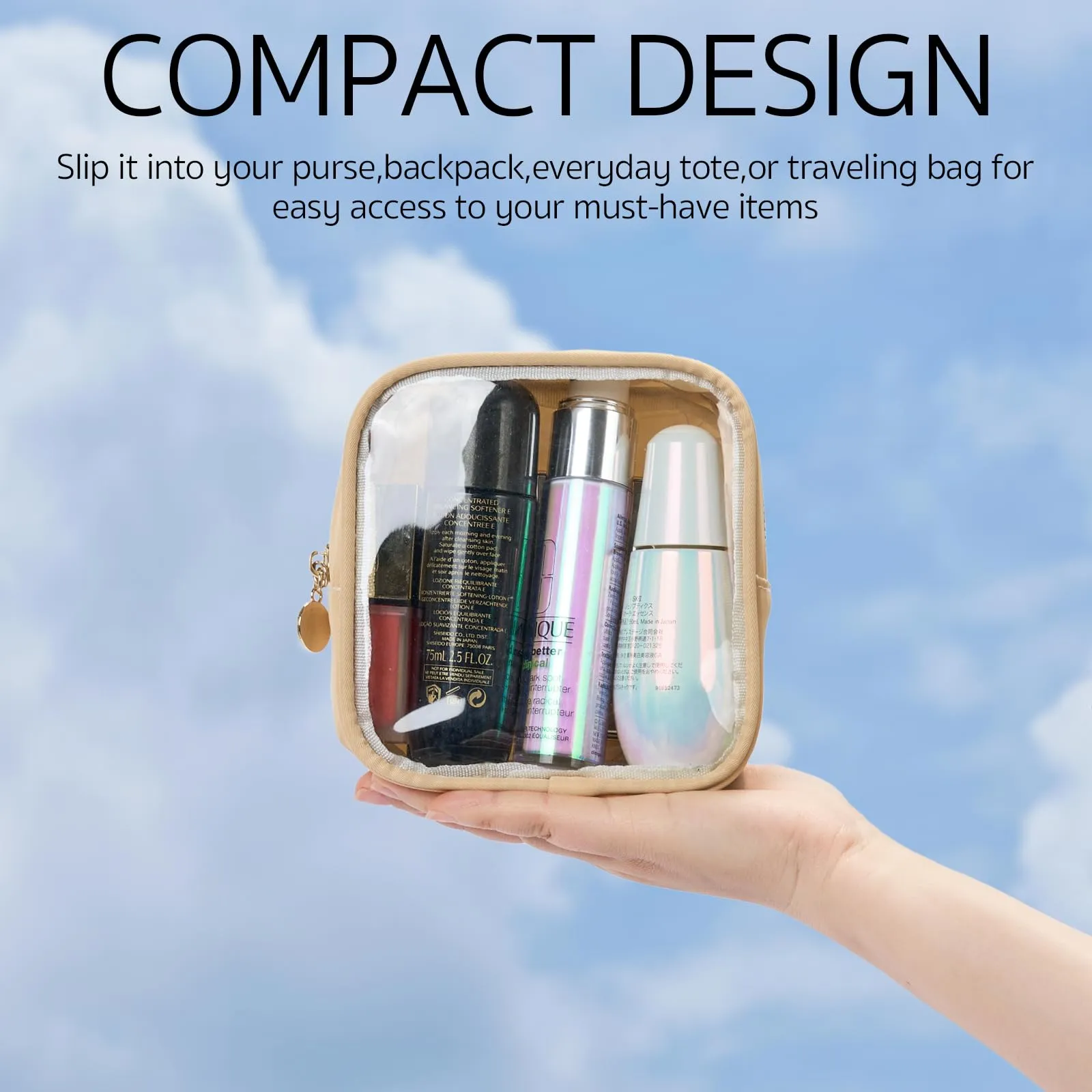 Clear Cosmetic Bag Mini Makeup Bag Women Small Cosmetic Bag for Purse Zipper Cute Pouches Make Up Travel Toiletry Essentials Preppy Purse Organizer Bags
