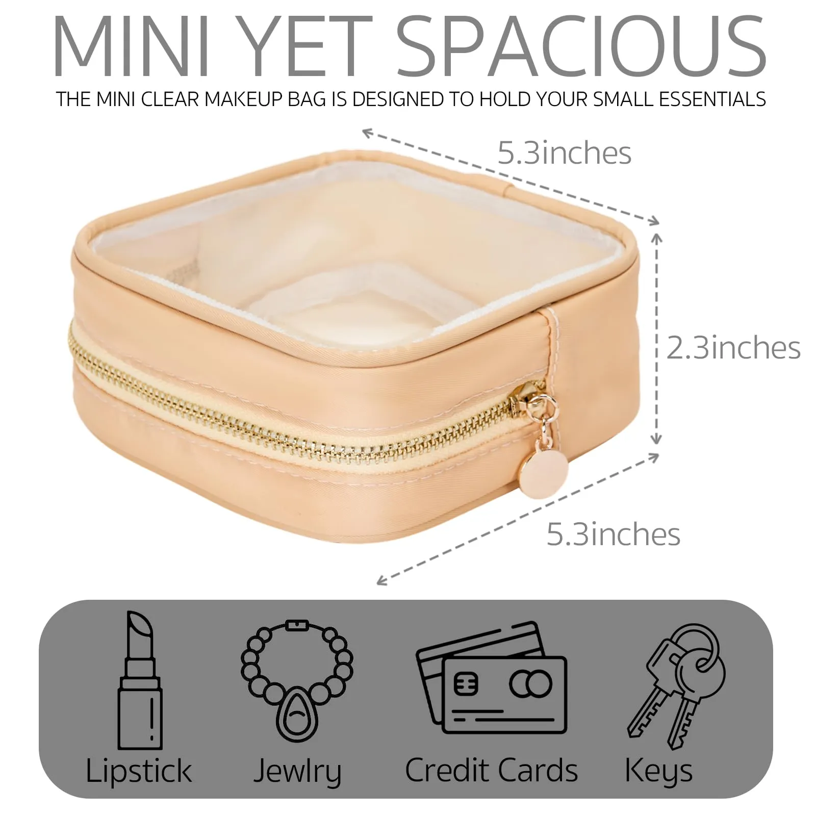 Clear Cosmetic Bag Mini Makeup Bag Women Small Cosmetic Bag for Purse Zipper Cute Pouches Make Up Travel Toiletry Essentials Preppy Purse Organizer Bags