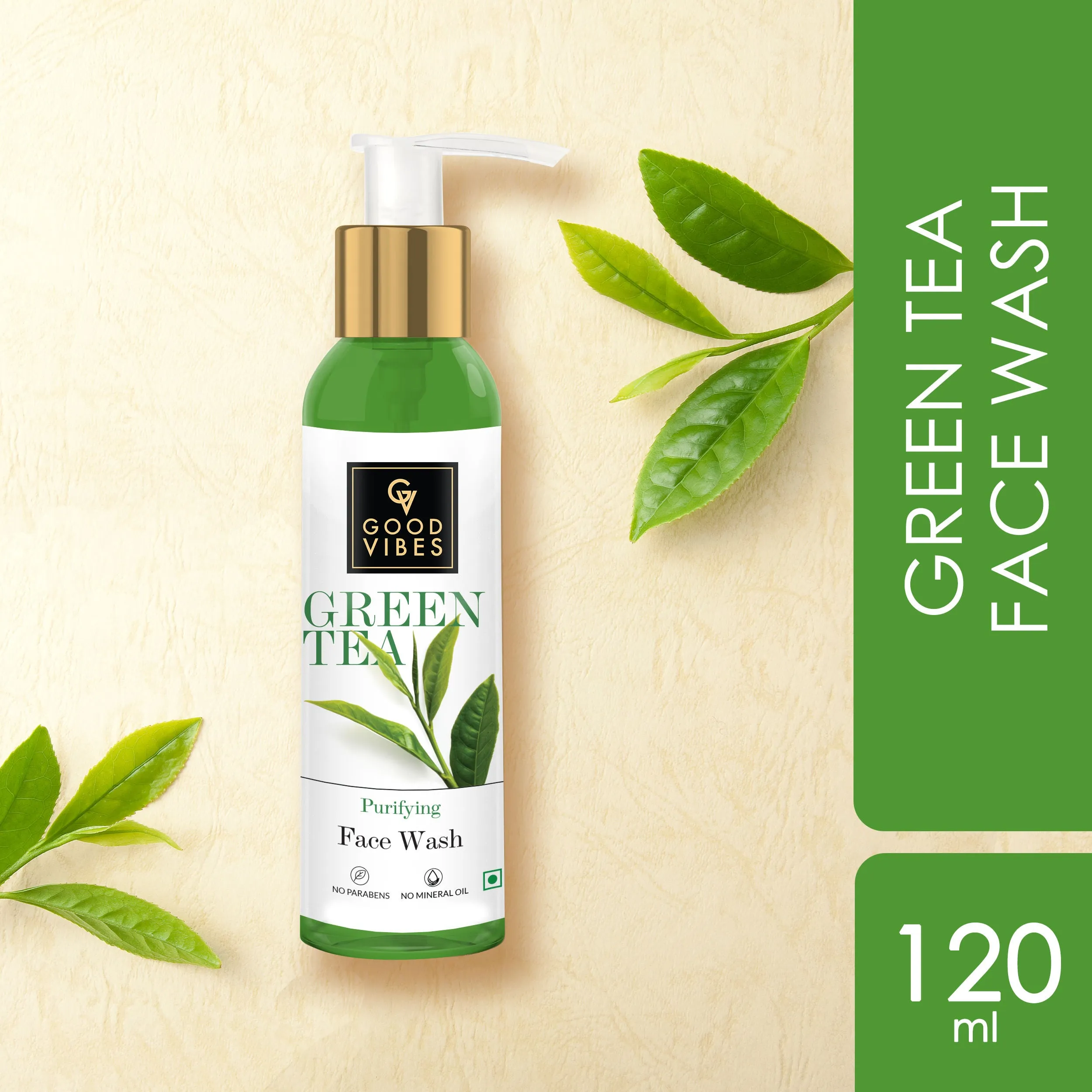 Good Vibes Green Tea Face Wash | Purifying, Acne Control, Deep Cleansing | Eliminates Pimples, Suitable For All Skin Types | 120 ml