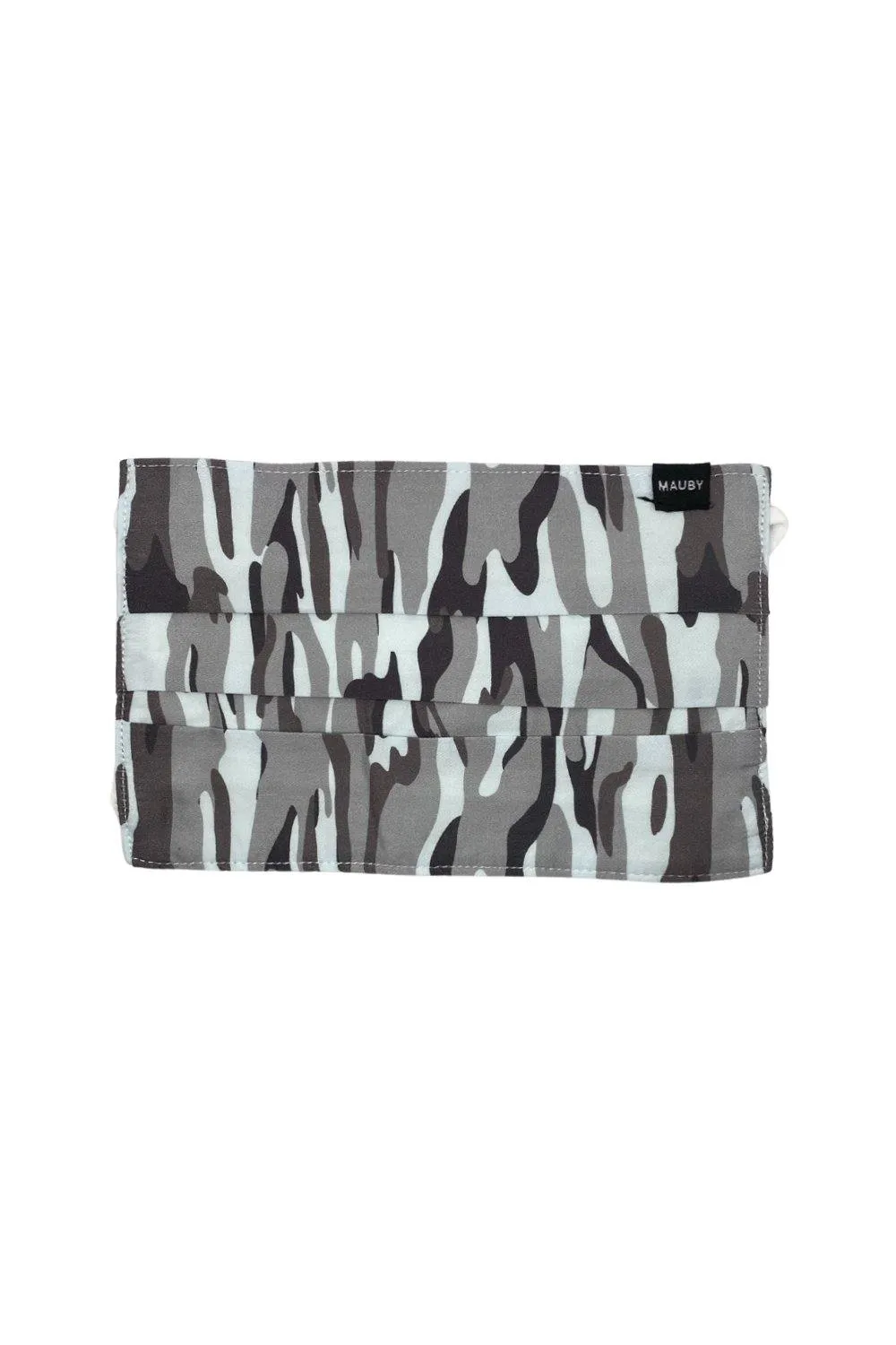 MAUBY FACE MASK: GREY WHITE CAMO RECTANGLE (UNISEX)