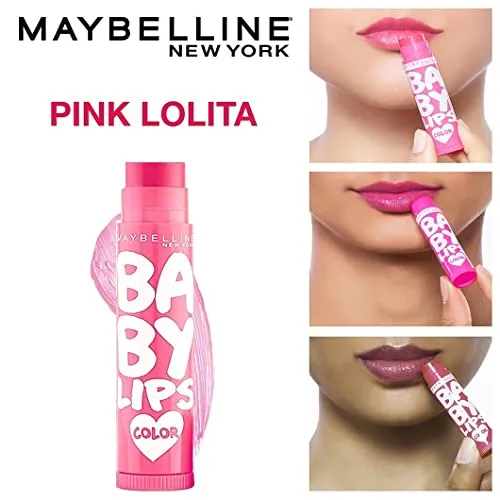 Maybelline New York Baby Lips Lip Balm, Pink Lolita, 4g