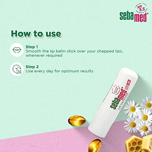 Sebamed Lip Defense Lip balm with SPF 30   Vit E | Regenerates dry, chapped lips quickly & effectively | Intensive care with Vit E, Jojoba Oil & Chamomile | For Men & Women  l 4.8 gm