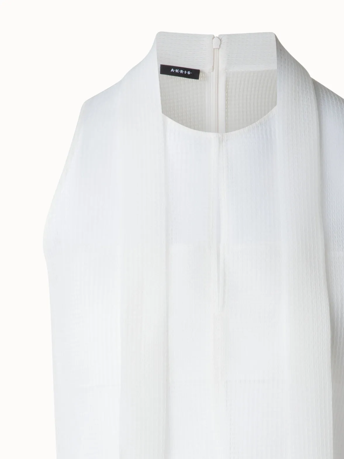 Sleeveless Tie Neck Blouse in Techno Grid