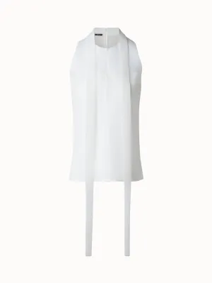 Sleeveless Tie Neck Blouse in Techno Grid