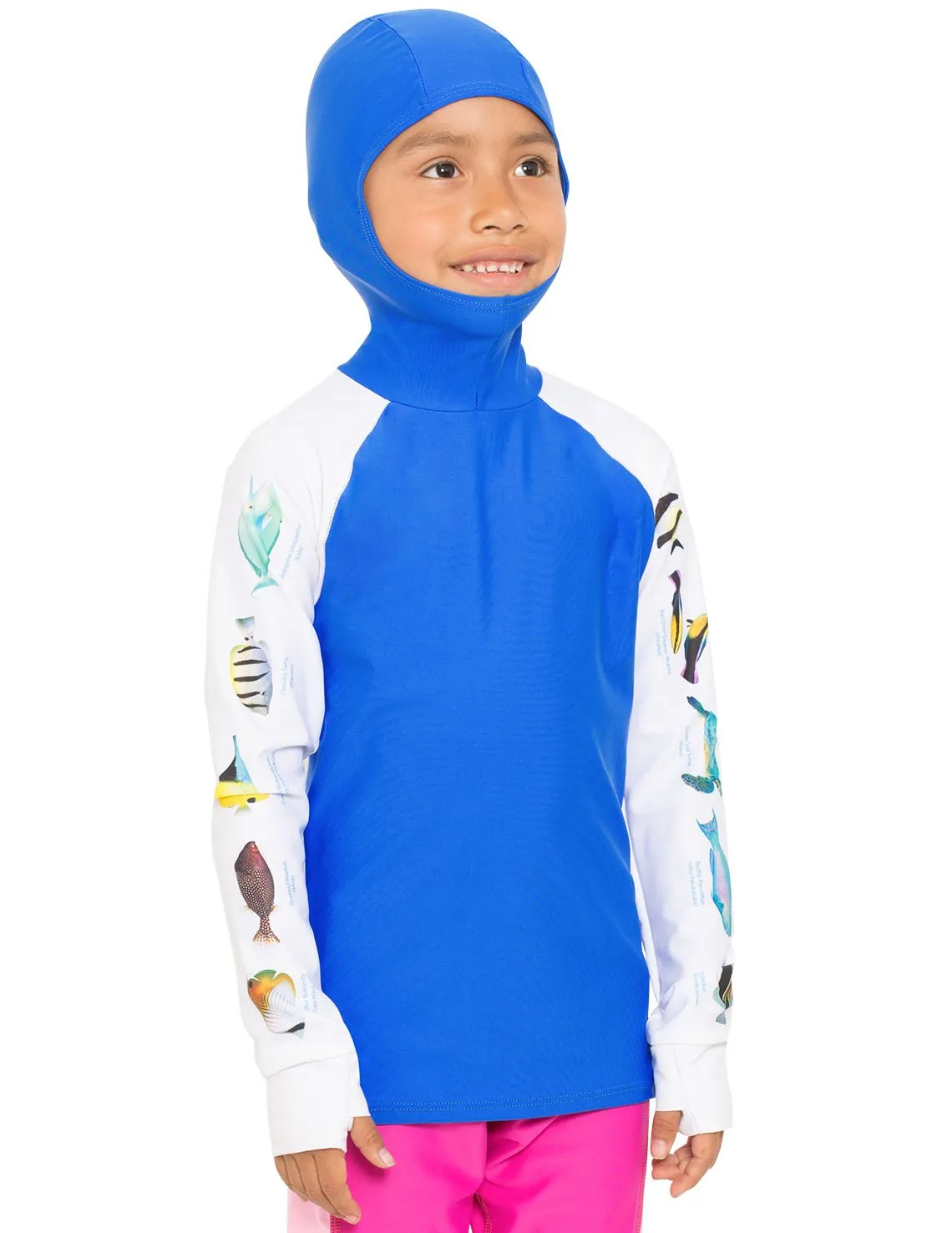 Snorkel Hoodie Rash Guard - Caribbean Fish ID - Royal
