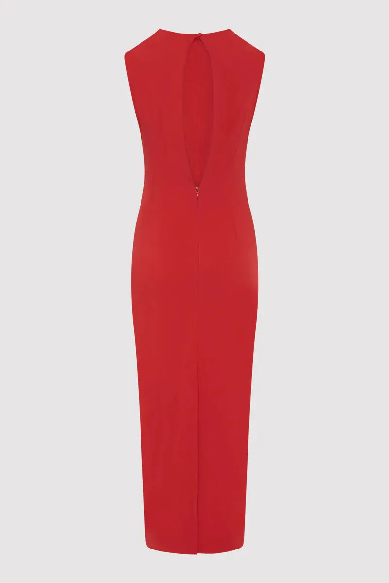 Soft Sculptural Dress in Rosso