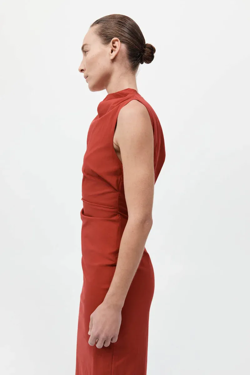 Soft Sculptural Dress in Rosso