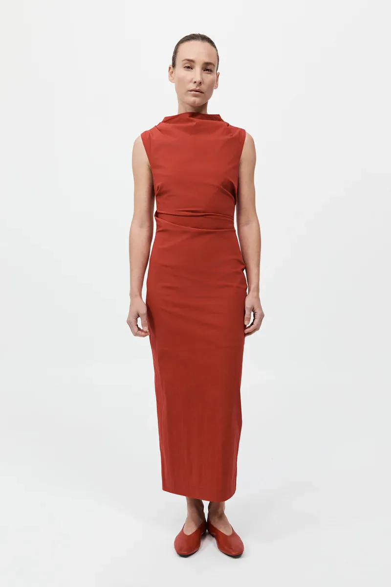Soft Sculptural Dress in Rosso