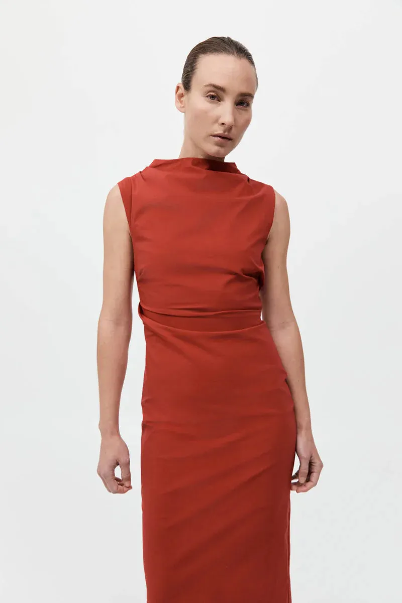 Soft Sculptural Dress in Rosso