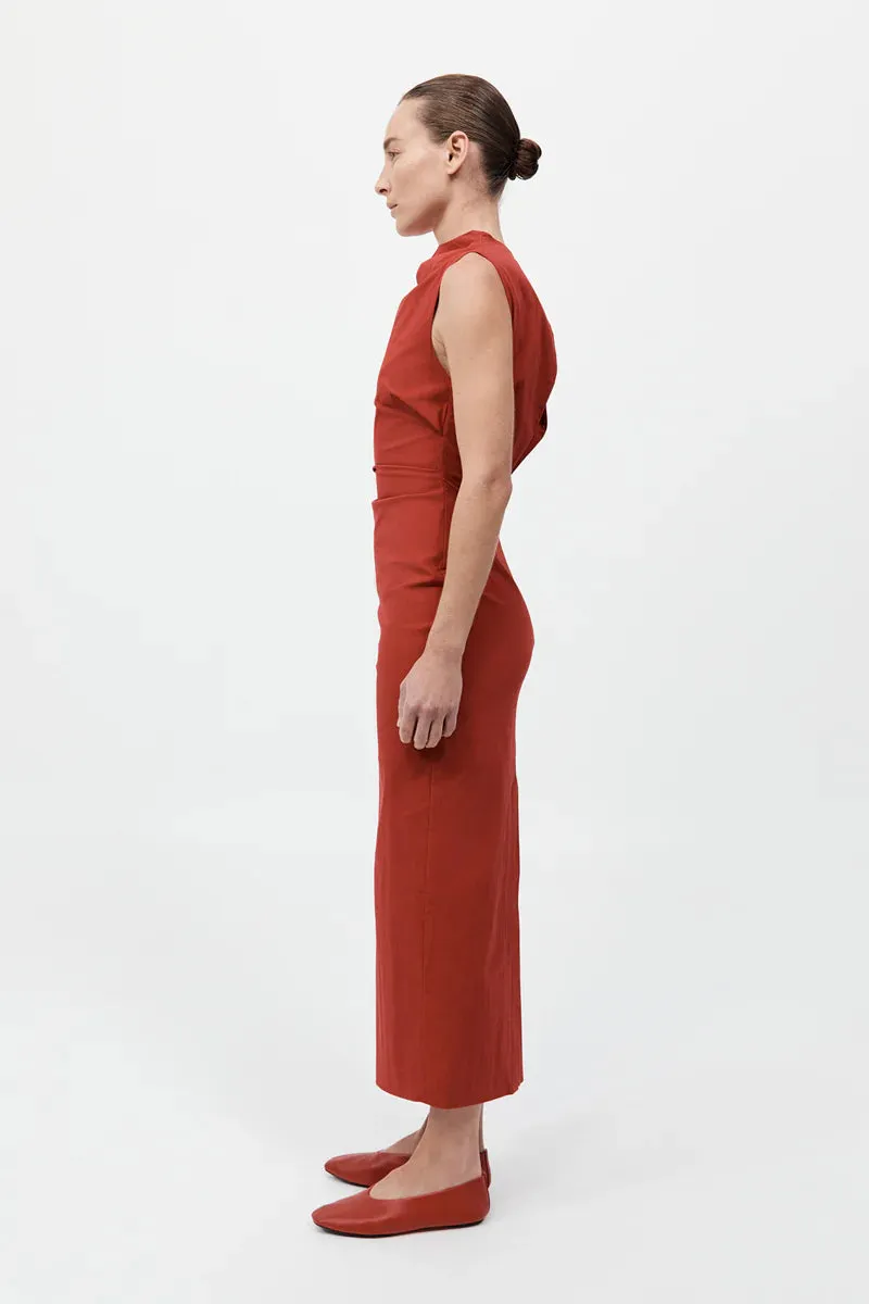 Soft Sculptural Dress in Rosso