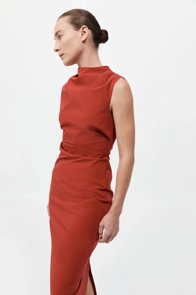 Soft Sculptural Dress in Rosso
